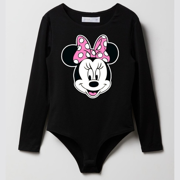 NWT Minnie Mouse Girls Bodysuit – Smooth Long Sleeve Crewneck – Black - Picture 1 of 5